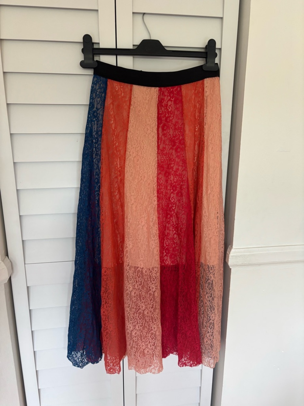 Maje Multicolor Lace Maxi Skirt Made in France Boho Size 1 Stretch Waist
